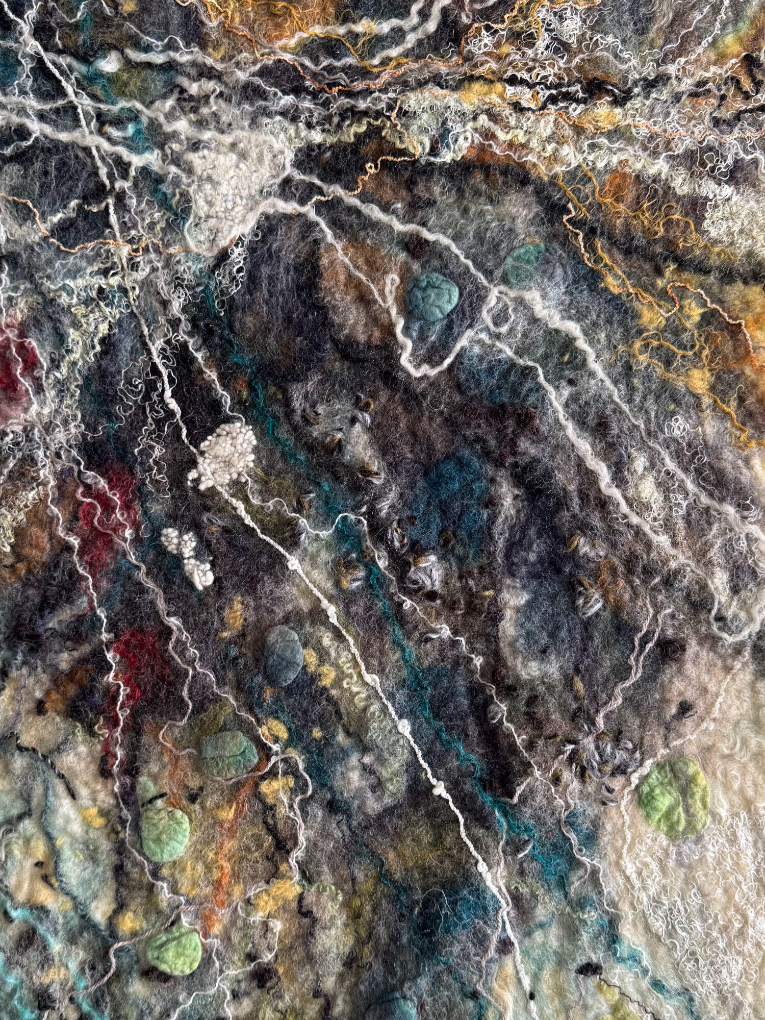 Tangled Edge - felted wool, silk, hand-spun yarn, 69x56cm unframed, £650