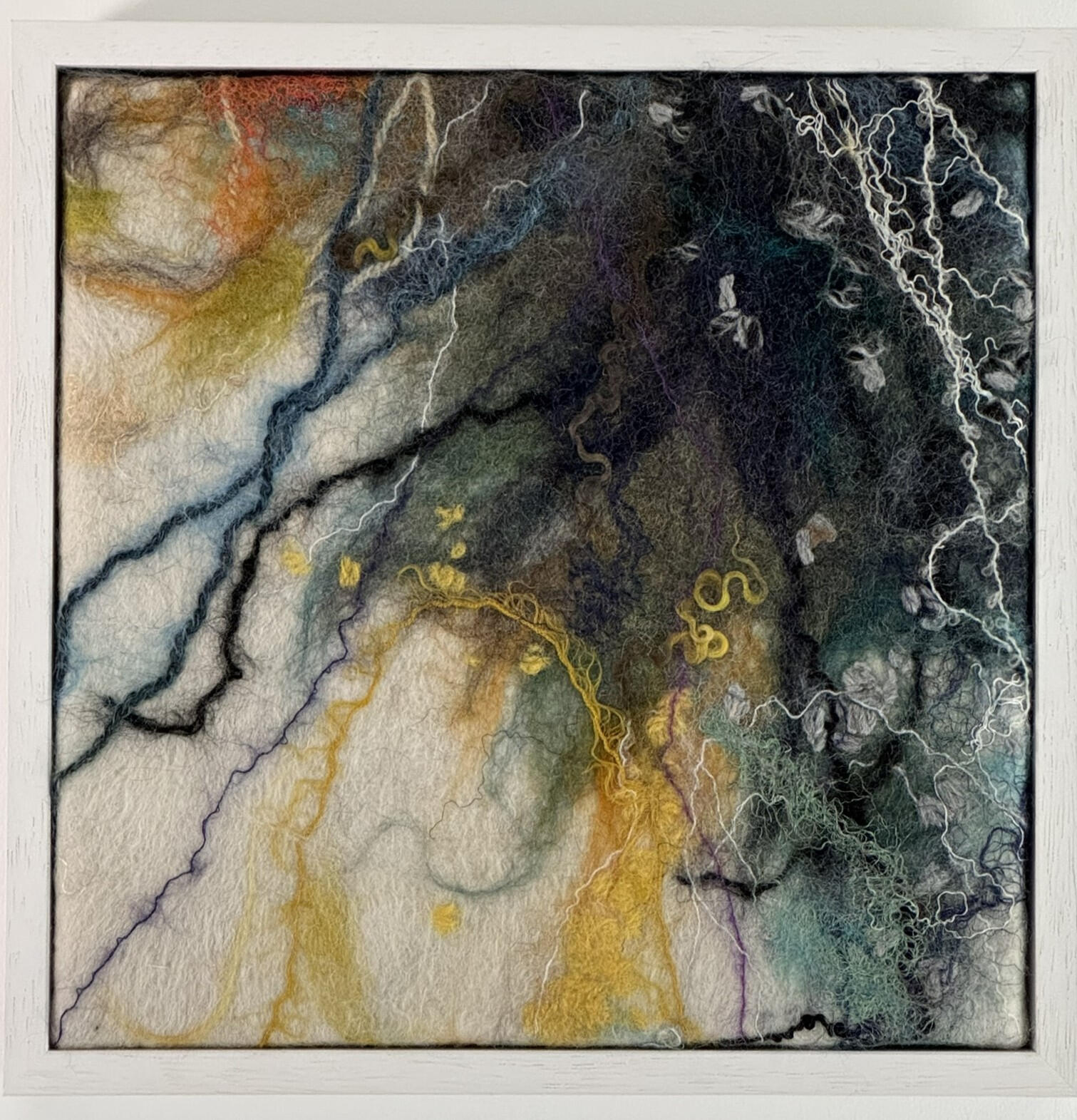 Foliose - felted wool, silk, hand-spun yarn, 30 x 30 cm framed, £260